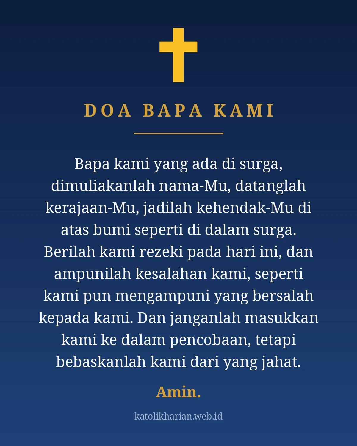 Doa Bapa Kami Katolik teks lengkap