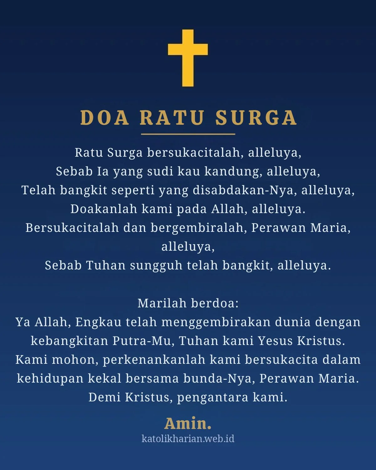 Doa Ratu Surga teks lengkap bahasa Indonesia