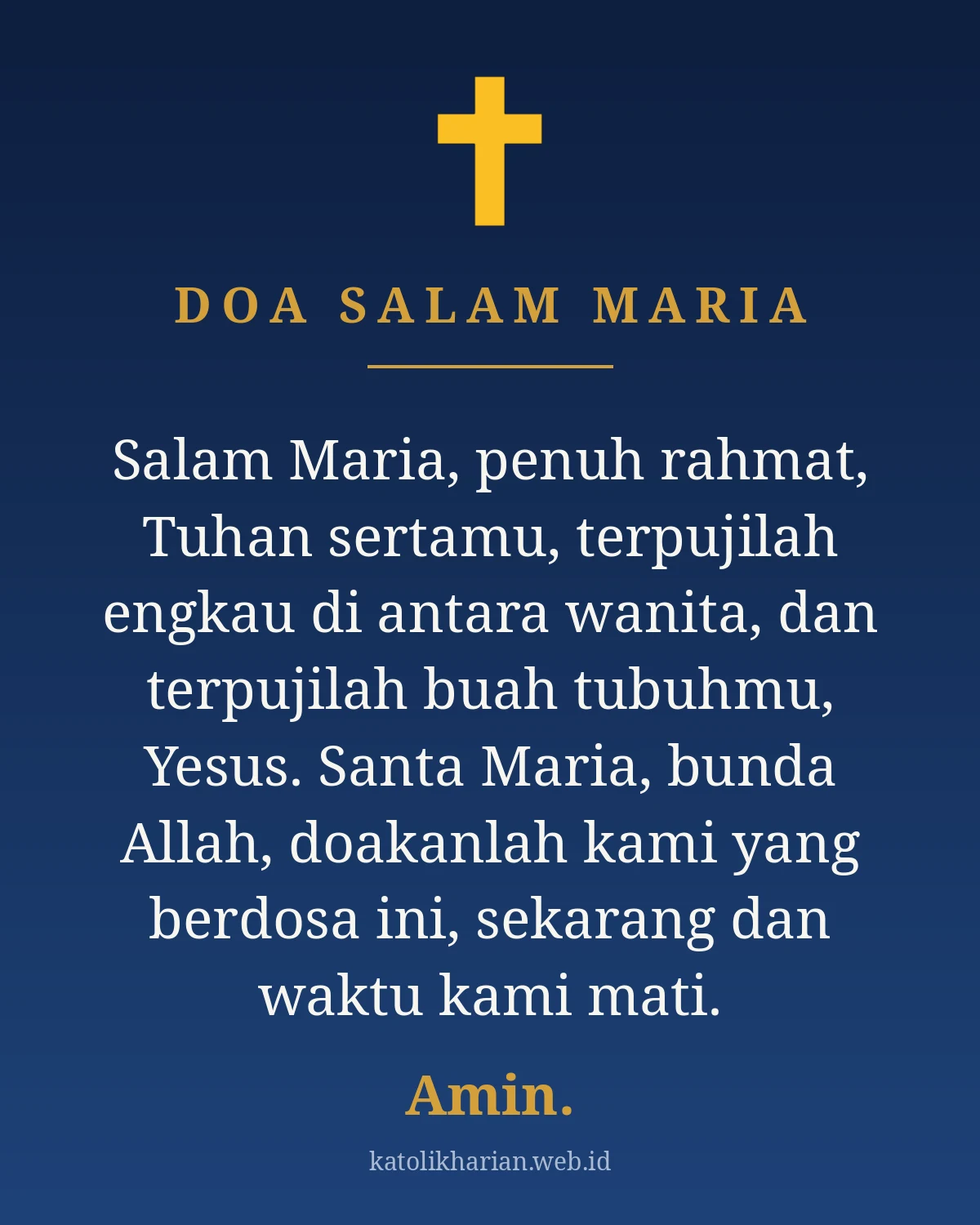 Doa Salam Maria Katolik teks lengkap bahasa Indonesia