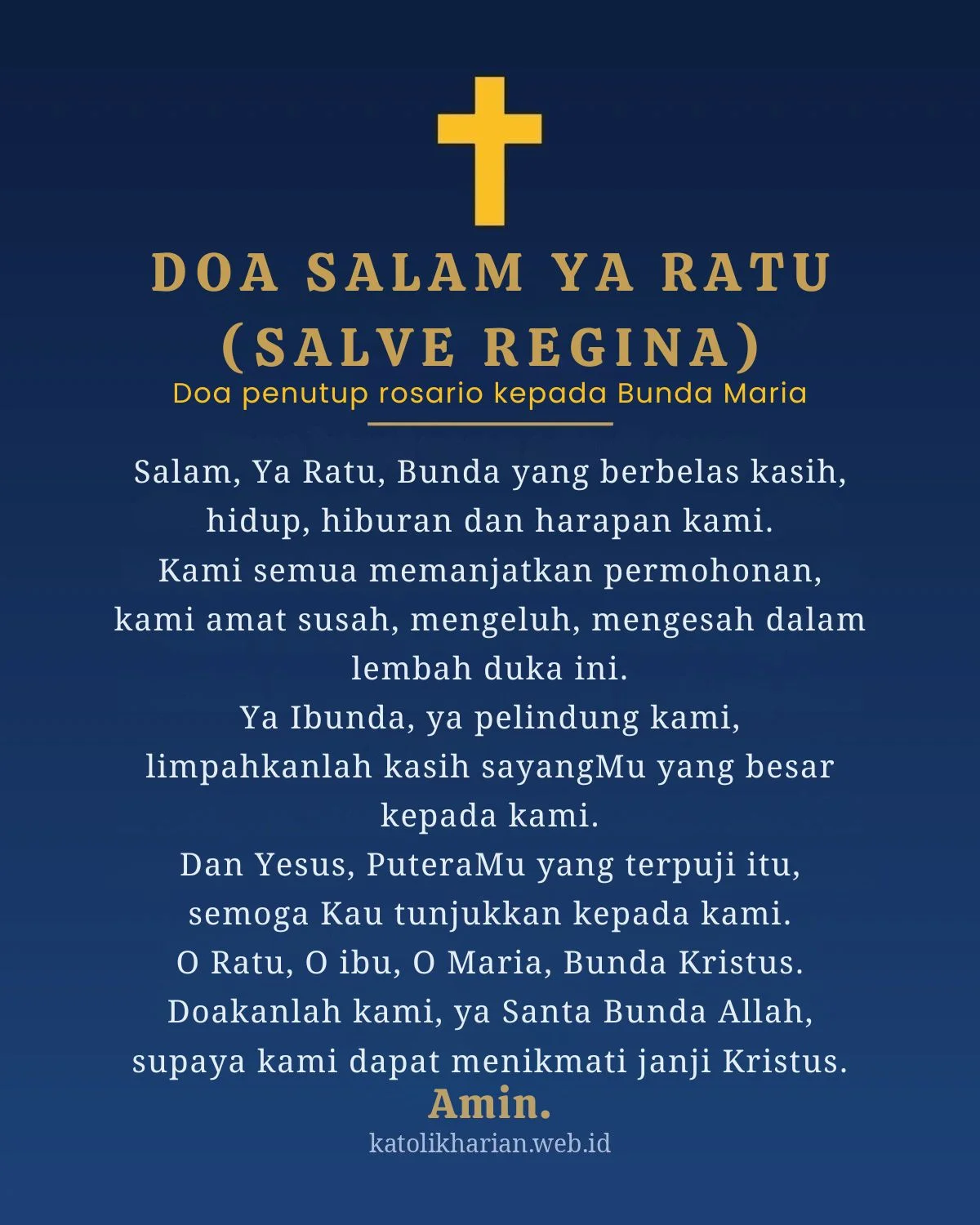 Doa Salam Ya Ratu (Salve Regina) teks lengkap