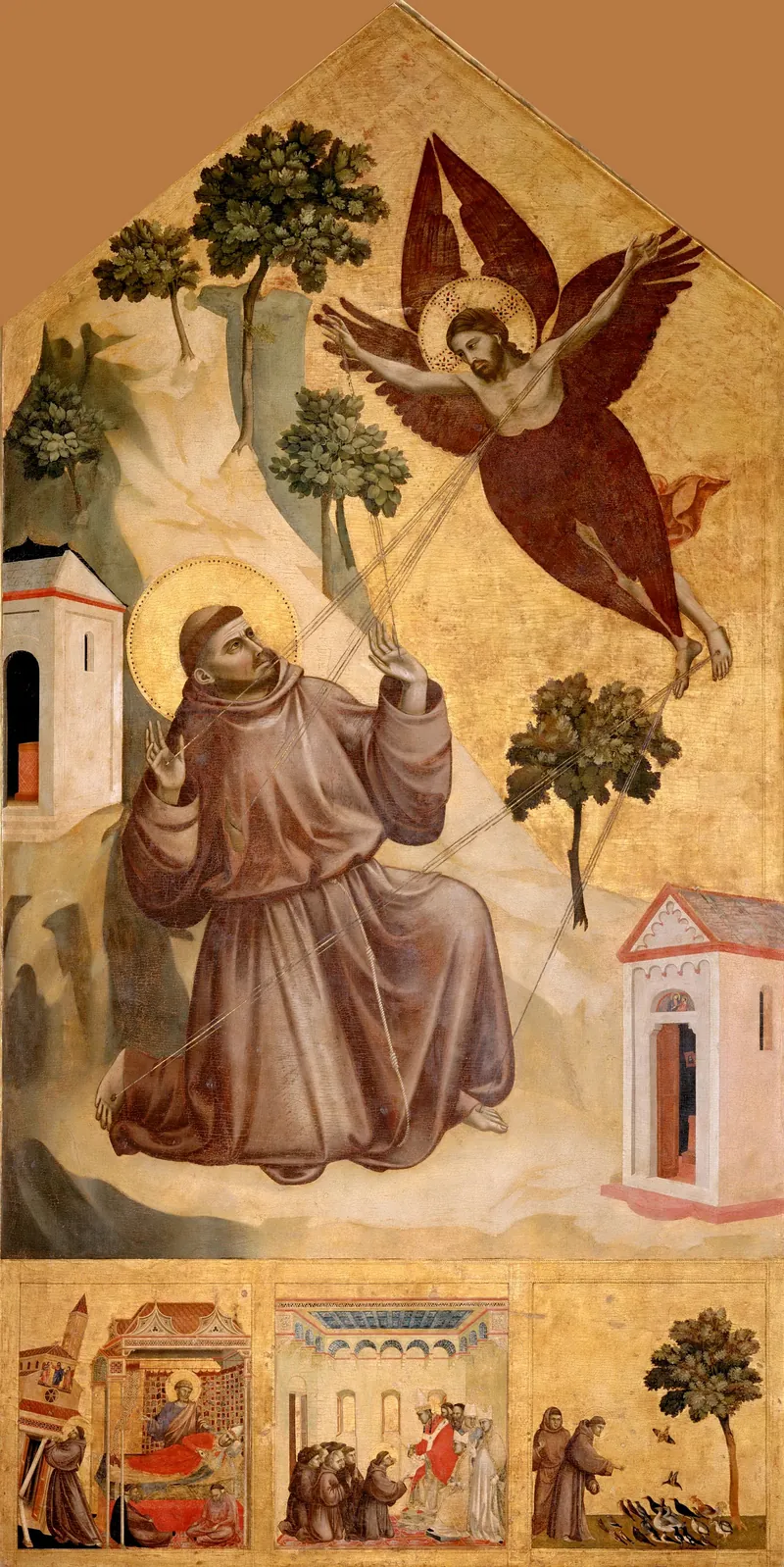 Santo Fransiskus dari Asisi menerima stigmata, Lukisan Giotto di Bondone, sekitar 1295-1300, Museum Louvre, Paris.